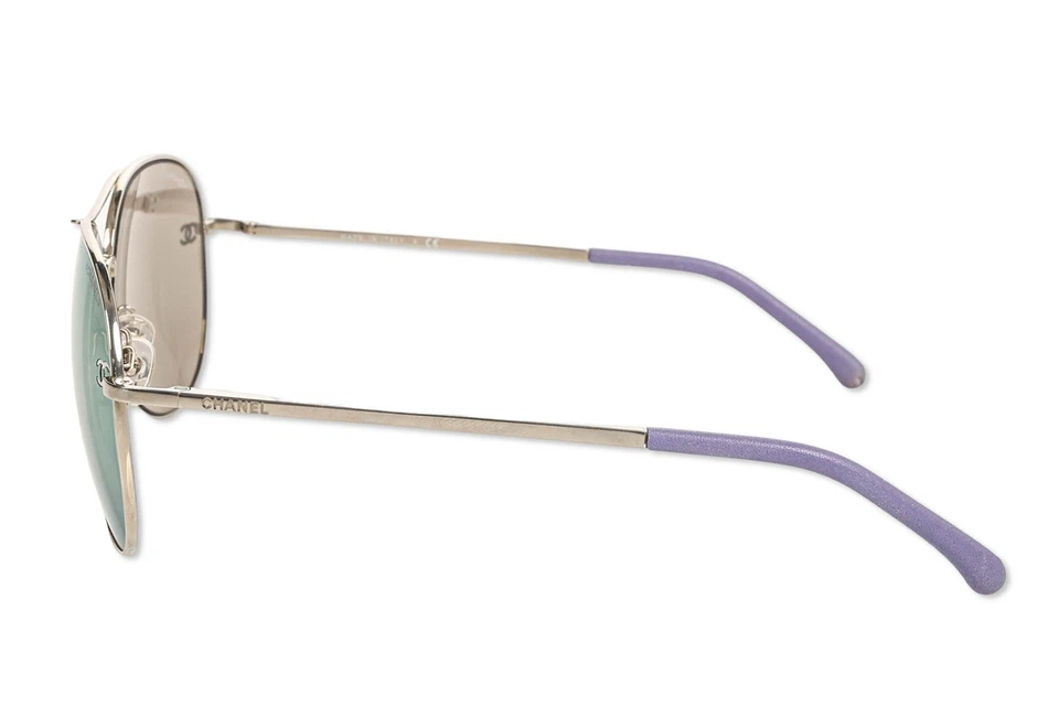 Chanel Women's 4189TQ Blue Mirror Silver Purple Aviator Sunglasses 59mm - Image 3 of 4