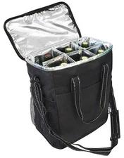 Wine Carrier Tote Bag Insulated 6 Bottle Cooler Carrying Case for Travel Picnic