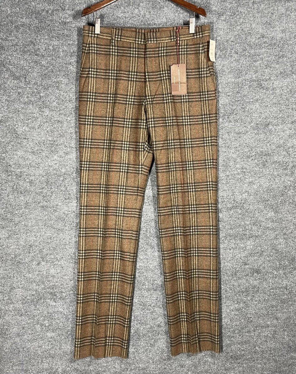 VINTAGE 70s 80s Sabato Russo Wool Trousers Pants Size 34x35 Plaid