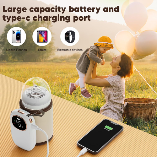 Scaldabiberon Portatile, 5000Mah Scaldabiberon Elettrico Da Viaggio, 6 Livelli T - Foto 2 di 12