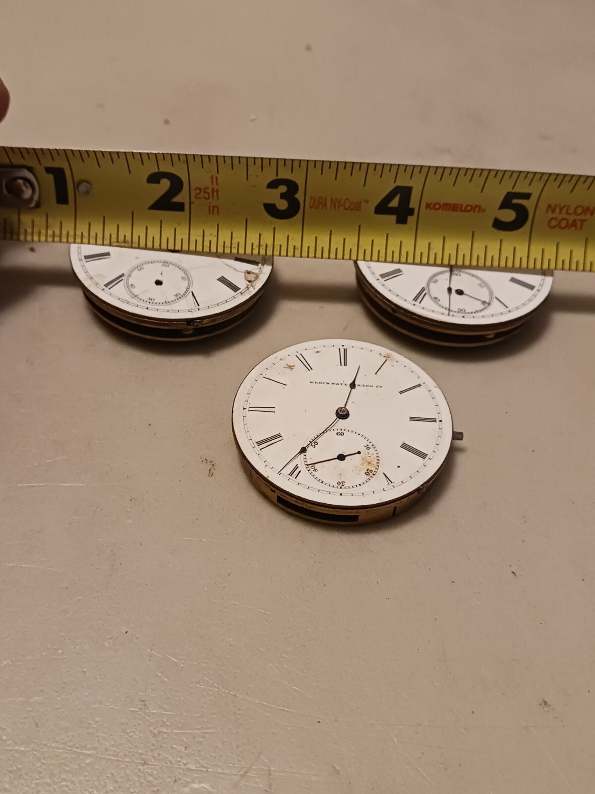 Lot Of 3 ANTIQUE ELGIN POCKET WATCH MOVEMENTS ENAMEL DIALS parts repair