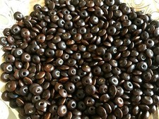 200 WOOD BEADS SPACERS CHARMS FINDINGS ROUND FLAT LEAD FREE COFFEE COLOR 6MM