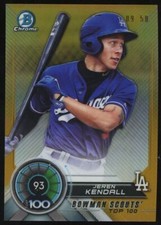 2018 Bowman Chrome Jeren Kendall Rookie #/50 Gold Scouts Top 100 Dodgers RC