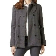 Lacoste Double Breasted Twill Gray Pea Coat Women's Small