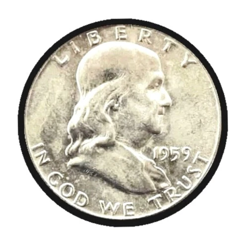 FRANKLIN HALF DOLLAR 1959-D  DENVER MINT 90% SILVER COIN 50c [NBL & UNC DETAILS]
