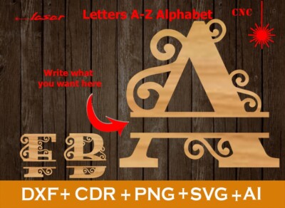 Buchstaben A-Z Alphabet Charm Datei CNC, Vektor CNC Datei, 26 Alphabet Lasercut Datei
