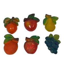 Vintage Handmade Hand Painted Ceramic Apple Orange Pear Fruit Wall Hanging Art