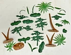 Rare HTF Marx 1950's WILD ANIMALS Zoo Jungle Playset Palm Trees Leaves Bushes ++