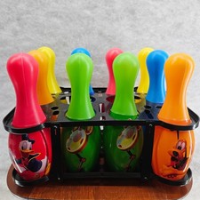 Disney Mickey Donald Goofy Pluto Mini Bowling Set 10 Pins 1 Ball Fun Toy Vtg