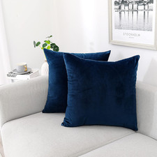 Decorative Throw Pillow Covers Velvet Dark Blue Cover 18x18 Inch Pack of 2 Navy