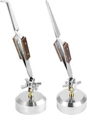 Third Hand Tweezers, 2 Pack (Straight + Curved) Cross Locking Jewelry Welding/So