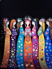 Stamped Cross Stitch Beautiful Ladies 14ct 40x40cm 25 Colors Project Bag DIY