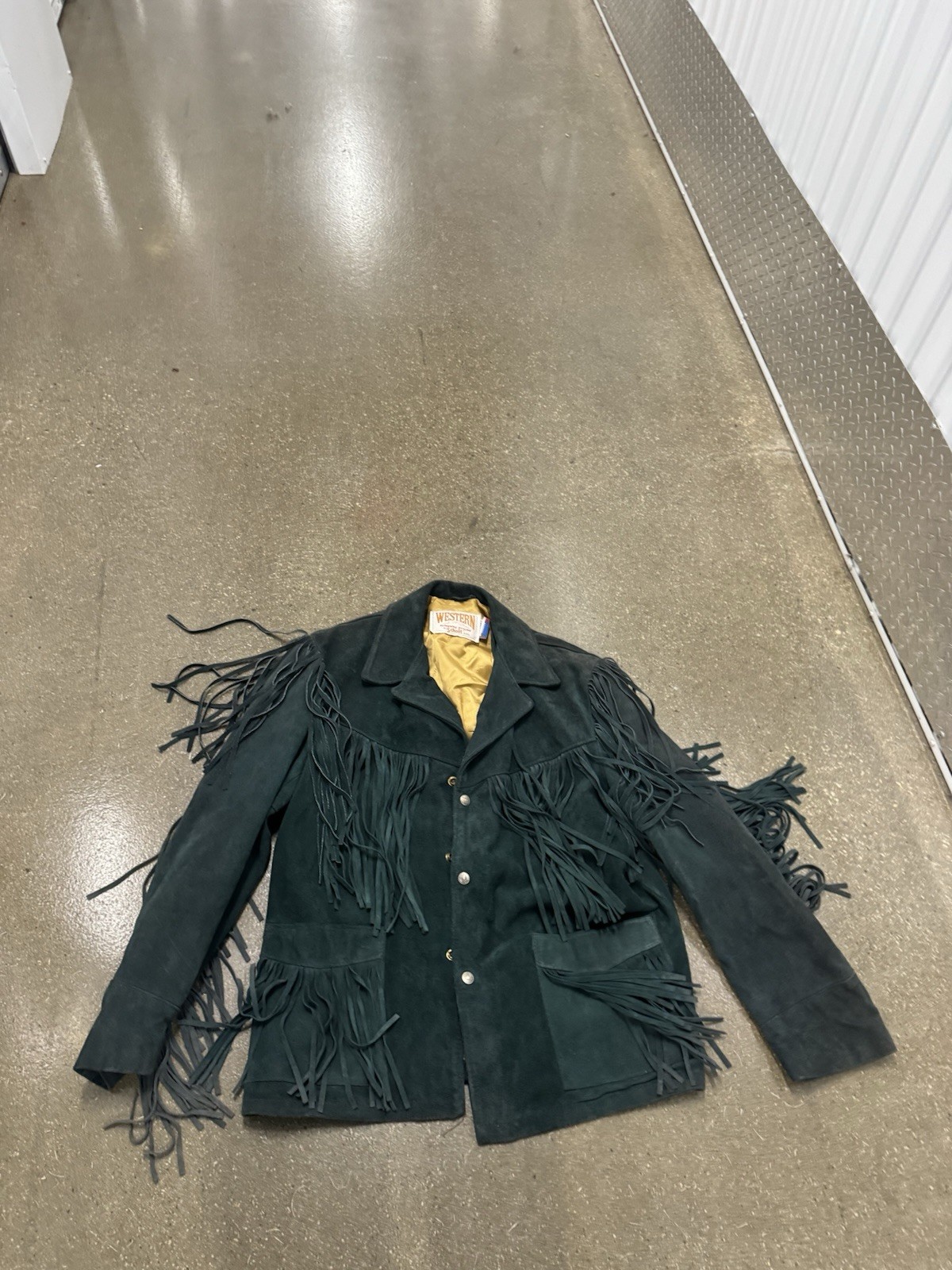 Schott Western Green Suede Leather Fringe Jacket 42 C… - Gem