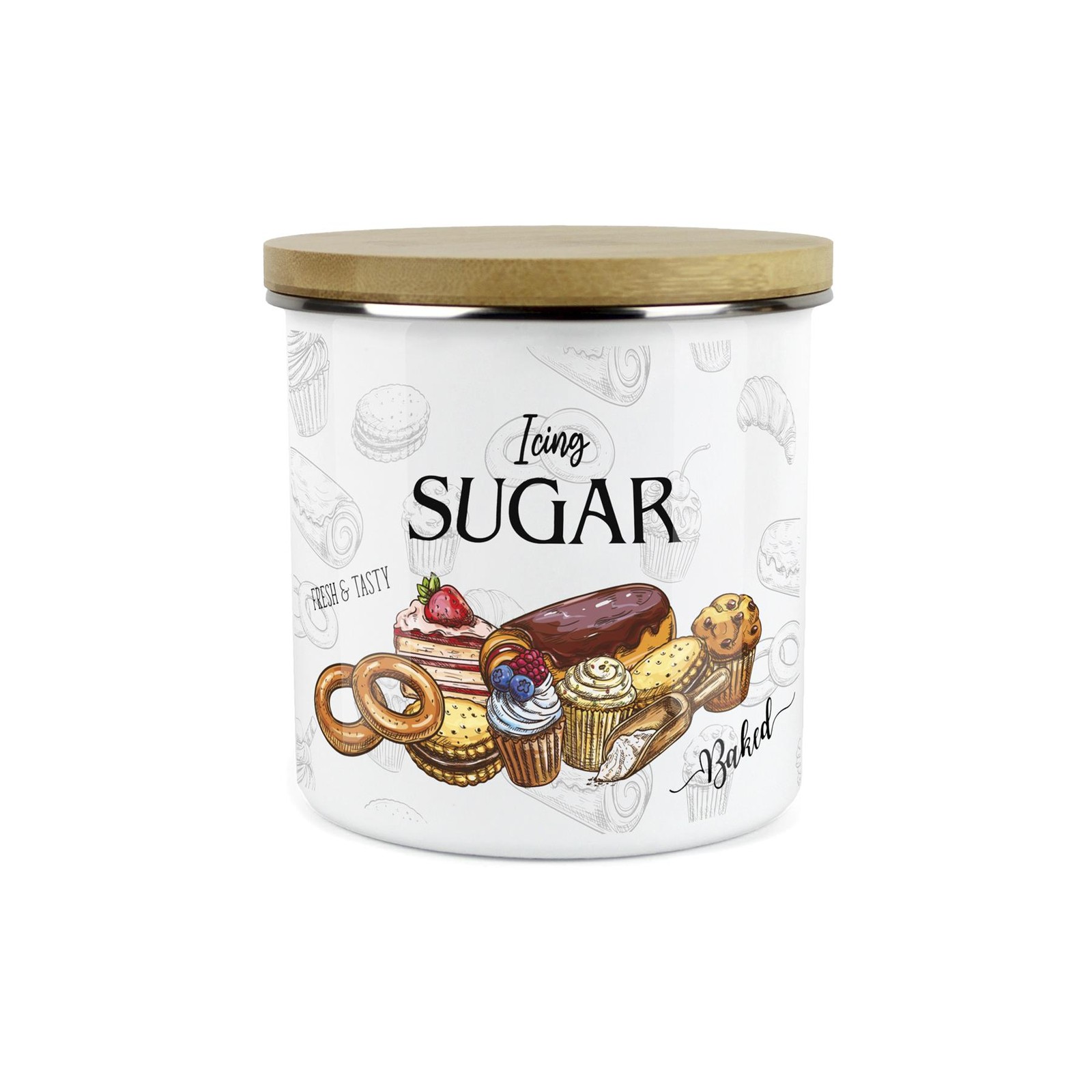 Icing Sugar Storage Canister - Airtight Bakery Ingredients Enamel Jar