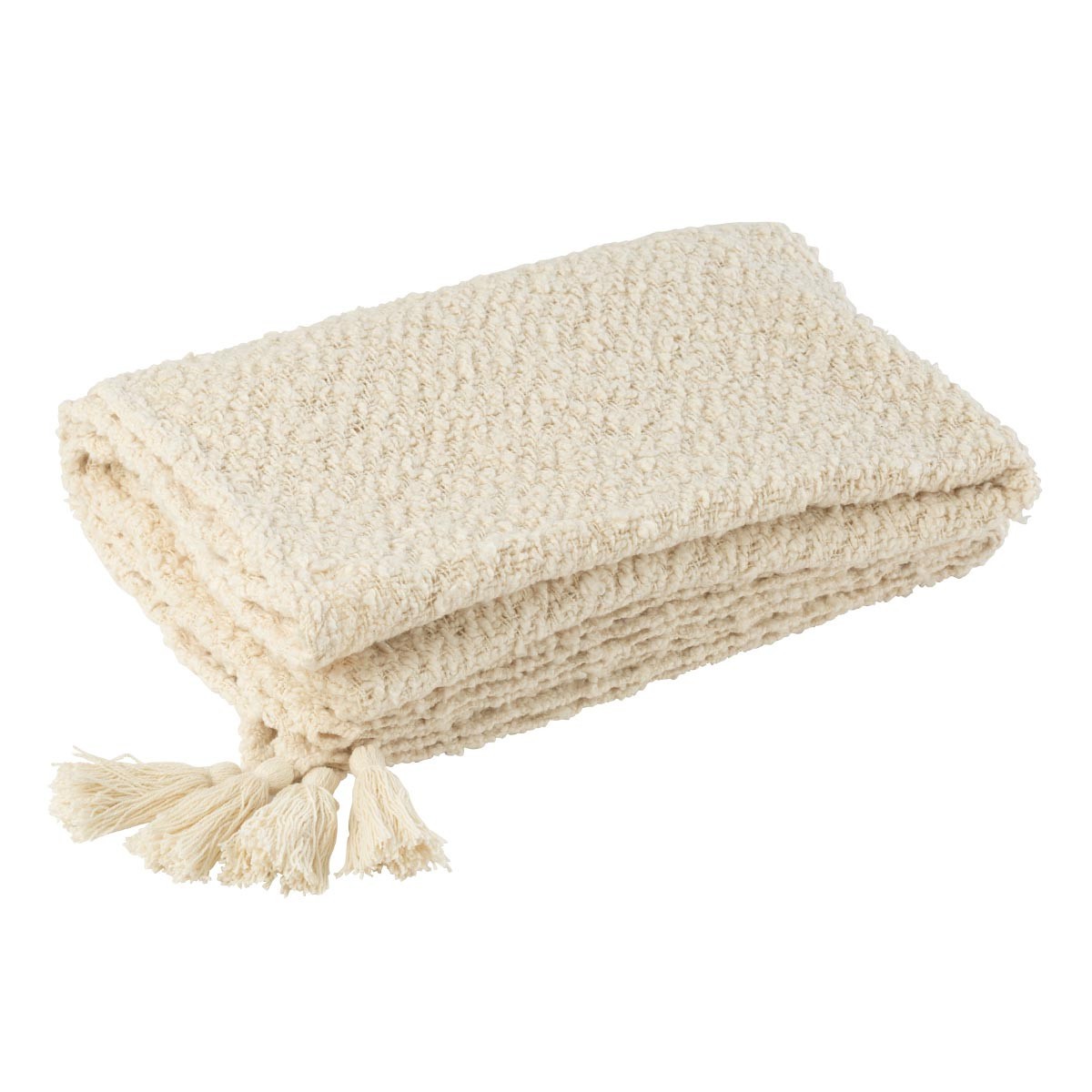 Plaid en coton Floches crème idéal pour vos soirées cocooning