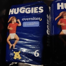 NEW HUGGIES OVERNITES ALL-NIGHT DIAPERS - SIZE 6 OVER 35 lbs - 15 COUNT