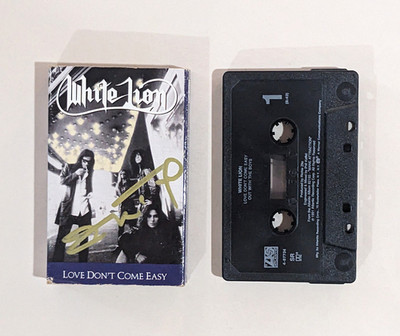 White Lion MIKE TRAMP signed cassette single LOVE DON'T COME EASY autograph COA