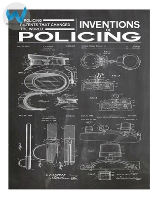 Law Enforcement Patent Art Poster - Polizei Wandkunst - 12X16/16X20/18X24/24X36