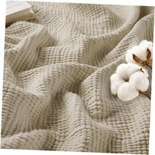 100 Cotton Muslin Blanket, Twin Size 4 Layers Breathable Twin 60"x80" Beige
