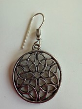 Einzelner Ohrring Hänger Buddha Blume des Lebens Edelstahl