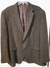 Lauren Ralph Lauren Men's Brown Herringbone 100 Wool Blazer Sports Coat Sz 50R