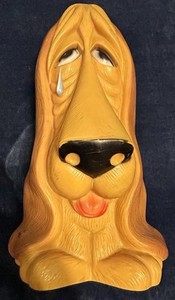 Basset Hound Dog Plastic Figurine Coin Bank Piggy Bank w/ Bottom Plug
