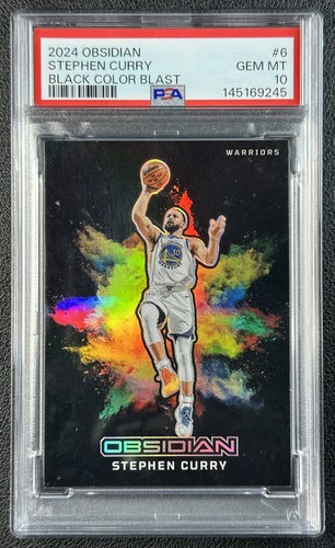 STEPHEN CURRY PSA 10 2024-25 PANINI OBSIDIAN #6 BLACK COLOR BLAST SP WARRIORS