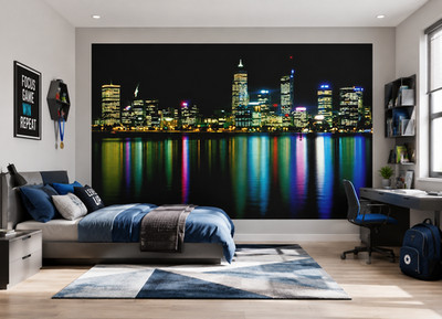 Perth WANDTAPETE WANDBILD Medium Raumgröße 72x100 Zoll Foto Wanddeko Schwarz