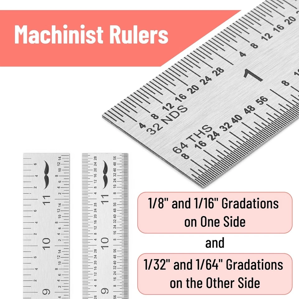 Machinist Ruler Stainless Steel 12 Inch Precision Measuring Tool - Image 4 of 4