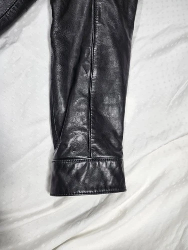 Marc New York Andrew Marc Black Leather Jacket Men M Medium Zip Quilt Lined image 6