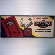 Vintage 1940’s-50’s PEERLESS BRAND Ink Blotter Advertising Card Ribbons & Carbon