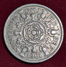 1961 Great Britain 2 Shilling - Vintage UK Coin - Free Shipping - B#1
