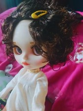 Custom 12" Blythe Doll White Skin Short Black Curly Hair Matte Face Jointed Body