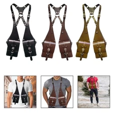 Vest Underarm Shoulder Bag Multipurpose PU Leather Backpack for Hiking Cosplay