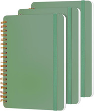 3 PCS Small Spiral Notebook 5X7, Notebooks for Note Taking, Green Spiral Journal
