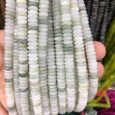 2x6mm Natural White Green Jade Rondelle Heishi Spacer Beads for Jewelry Making