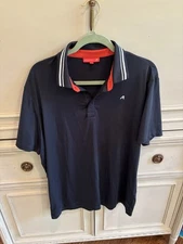 Redvanly Men’s Large Black Polo Performance Golf Polo Striped Collar