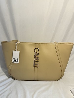 Cavalli Class Large Tote, Almond Buff Solid Logo, Gold Hardware, Double Handles