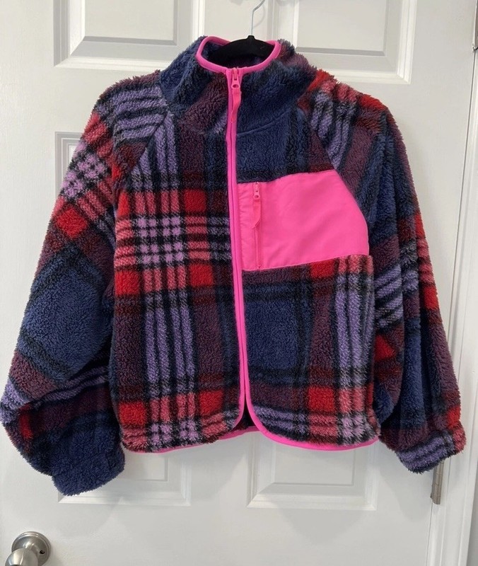 LOVE FIRE Juniors Cropped Full zip Sherpa Jacket Size Large