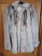 Magnifique manteau de fourrure de renard bleu véritable avec agrafes pleine peau