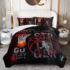 Basketball Comforter Set Queen Size, Sport Basketball Bedding Set for Boys Te...