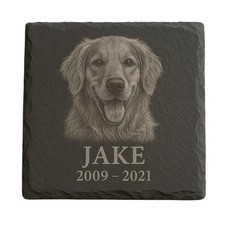 Personalized Pet Memorial Slate   Custom Engraved Pet Portrait Keepsake   Dog or