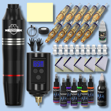 Wireless Tattoo Kit Complete for Beginners Pen Machine with Power Supply Needles