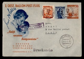 DR WHO 1949 AUSTRIA PALLONCINO POSTA WELS A SALZBURG FIRMATO M68198