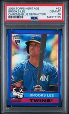 2025 TOPPS HERITAGE CHROME-BLUE REFRACTOR #63 BROOKS LEE 148/150 PSA 10