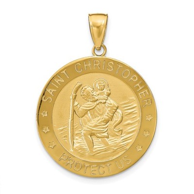 10K Yellow Gold Saint Christopher Medal Pendant L-36 mm, W-26 mm 3.84gm