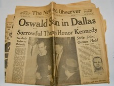 11/25/63 Oswald Slain JFK Assassination The News and Observer, Raleigh, NC