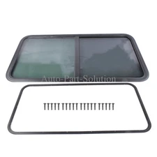 RV Slide Window, 48" x 22" Horizontal Slider for Privacy, Black Tempered Glass