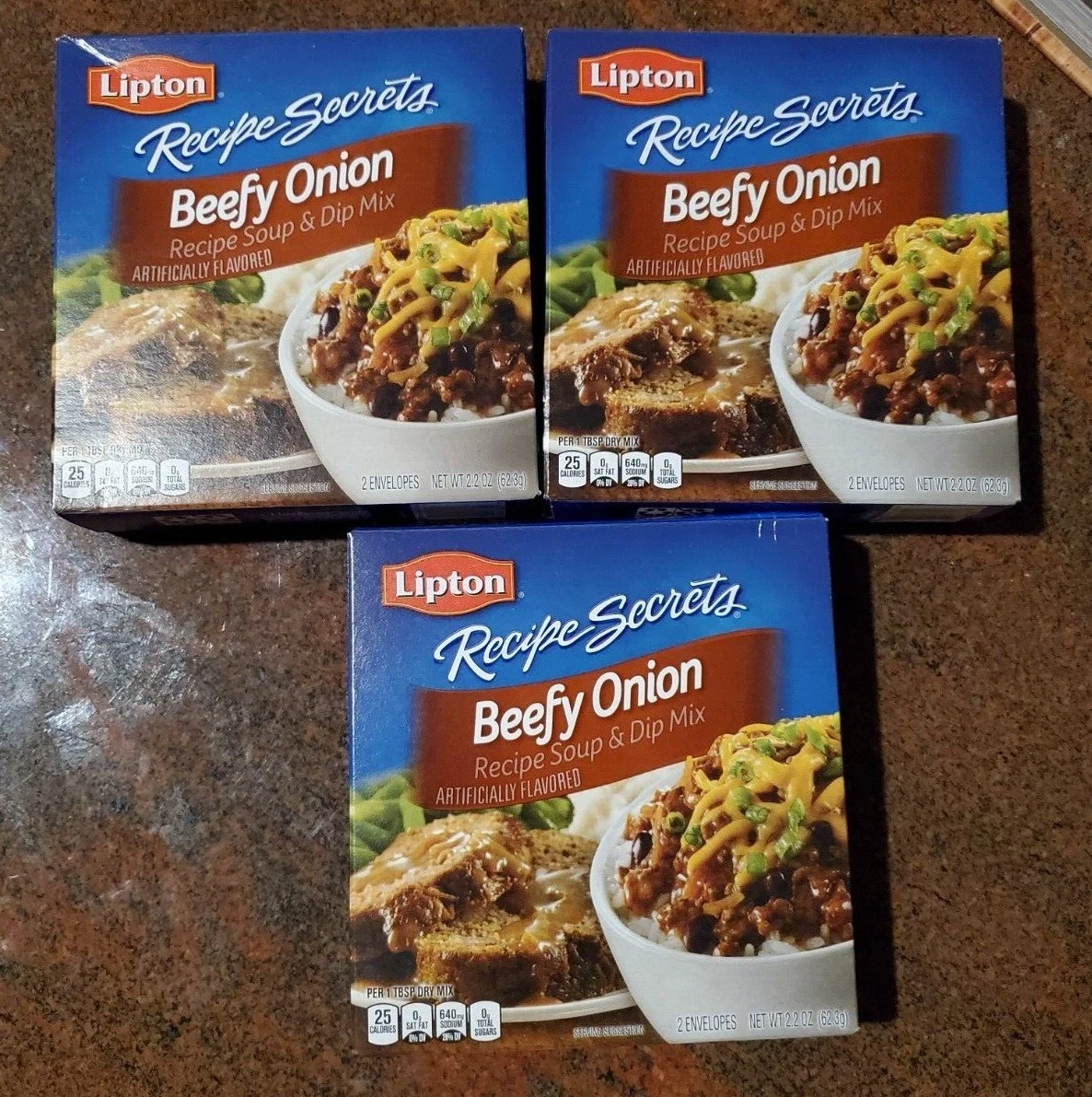 Lipton Soup Recipe Secrets Beefy Onion Soup and Dip Mix 3 Boxes