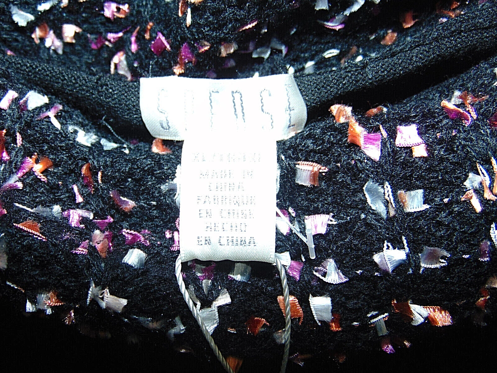 VETEMENTS Maglione donna vestito XL nero multi manica 3 4 ripiega sopra collo spense